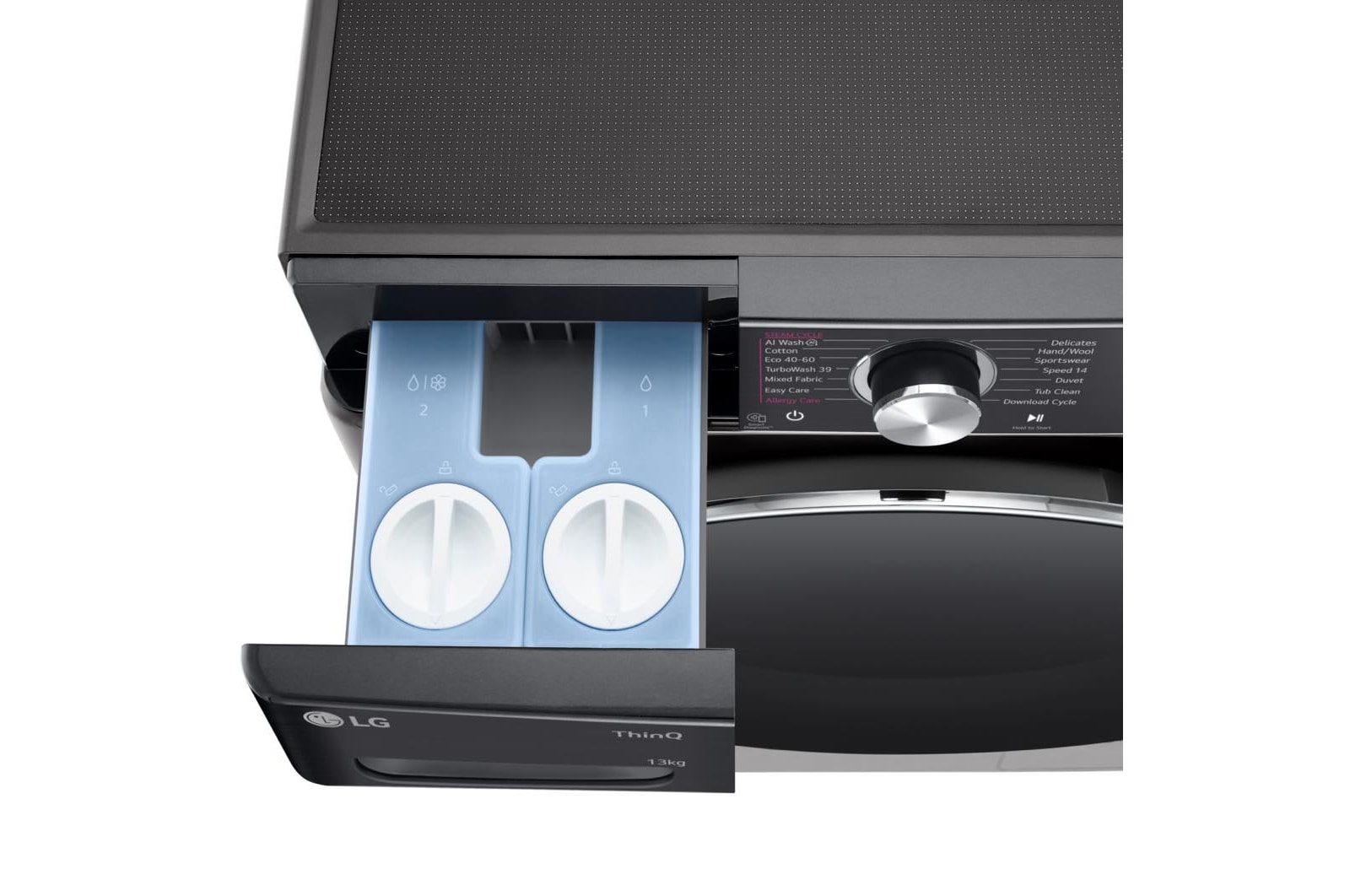 LG 13kg AI DD™ ezDispense™ Washing Machine, Platinum Black, F4Y913BCTA1